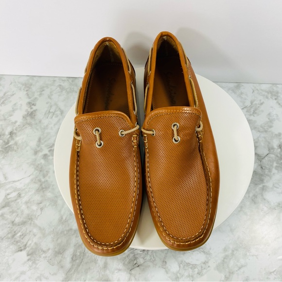 Sandrino Driving Loafers Mens 10.5D Rust Tan Leather Spain Penny Slip On Comfort - Picture 3 of 9